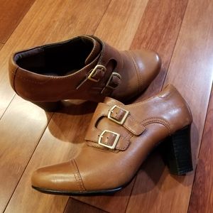 brown Clarks booties